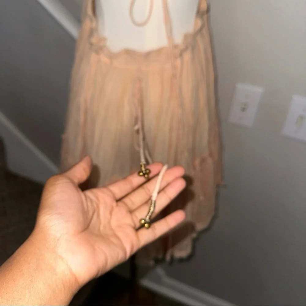 Free People Halter Mini Dress Tiered Ruffle Swiss Dot Beach Festival sm